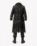 Men’s black pirate costume coat for Halloween cosplay and gothic events