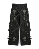 Women's Gothic Cross Chain Cargo Pants