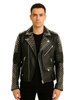 Spiked Leather Biker Jacket