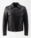 Black Leather Zipper Biker Jacket