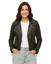Women's Balfern Studded Leather Biker Jacket