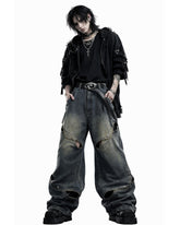 Oversized Distressed Wide Leg Denim Jeans