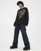 Unisex Convertible Gothic Punk Cargo Pants with Straps, Chains & Zippers
