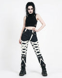 Trippprs White Strap-Detail Black Skinny Pants