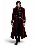 Men's Maroon Velvet Gothic Coat