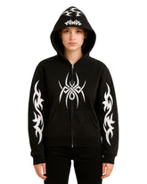 Unisex Black Tribal Graphic Hoodie – Zip Up Sweatshirt