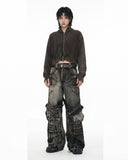 Zipper & Removable Pocket Work Jeans