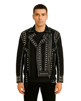Black Studded Leather Moto Jacket