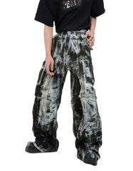 Men's gothic cargo pants with Trippprs Acid Dye smoky wash and super-baggy fit in heavy denim fabric
