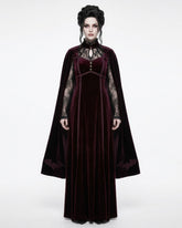 Victorian gothic vampire costume dress with attached cape and dark fantasy styling