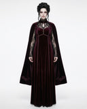 Victorian gothic vampire costume dress with attached cape and dark fantasy styling