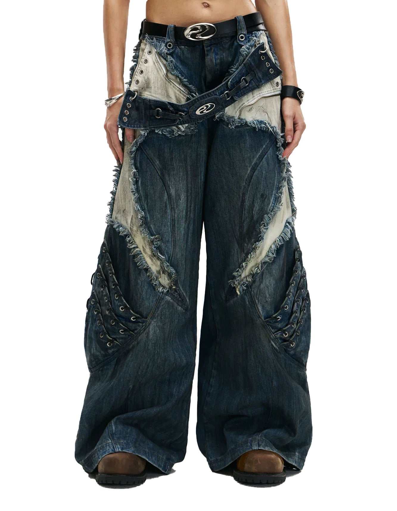 Personsoul Armor Raw Edge Jeans with structured armor design and raw edge detailing at TRIPPPRS