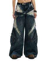 Personsoul Armor Raw Edge Jeans with structured armor design and raw edge detailing at TRIPPPRS