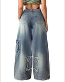 Pentagram Patch Baggy Jeans – Women’s Streetwear