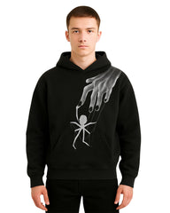 Unisex Gothic Spider Hoodie – Black Web Streetwear Sweatshirt
