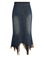 Women Patchwork Decorative Denim Skirts Hot Fashion Washed Korean Style High Street Y2K TRIPPPRS Popular Mid-Calf 03/3