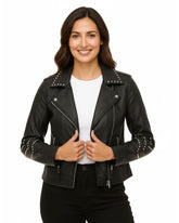 Dani Black Studded Leather Jacket