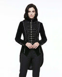 Women's velvet gothic tailcoat with intricate buttons and sweeping tails by TRIPPPRS