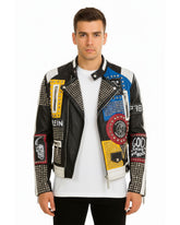 Multicolor Patchwork Leather Jacket