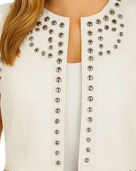 White Studded Leather Vest