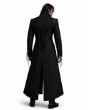 long mens black trench coat back lace design