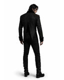 Black Swallow Tail Jacket in gothic Victorian style with high-low hem and ornate details
