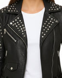 Women’s Black Studded Leather Biker Jacket