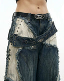 Personsoul Armor Raw Edge Jeans with armored silhouette and raw edges for high-concept streetwear style