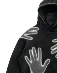Black Glow Hands Graphic Hoodie – Unisex Streetwear