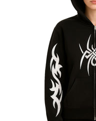 Unisex Black Tribal Graphic Hoodie – Zip Up Sweatshirt