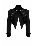 Black Swallow Tail Jacket in luxurious velvet with high-low hemline and ornate gothic detailing