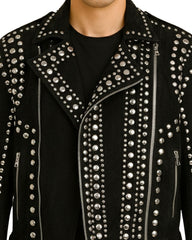 Black Studded Leather Moto Jacket