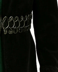 Black Velvet Jacquard spiked studded cowhide leather jacket with silver hardware and gothic punk design