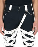 Trippprs White Strap-Detail Black Skinny Pants