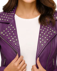 Purple Studded Biker Jacket