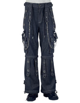 Unisex Convertible Gothic Punk Cargo Pants with Straps, Chains & Zippers