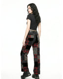 Women's Patchwork Plaid Pants | Alternative Wide Leg Trousers