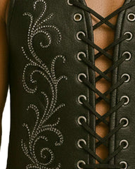 Lace Up Gothic Leather Vest