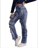 Women’s Cotton Blend Multi-Pocket Cargo Jeans
