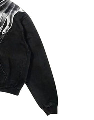 Unisex Gothic Spider Hoodie – Black Pullover with Hand & Spider Print