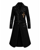 Men's obsidian crest gothic long coat with embroidery and structured fit for gothic fashion
