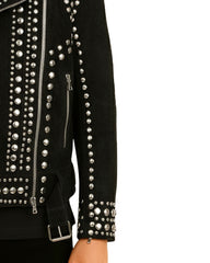 Black Studded Leather Moto Jacket