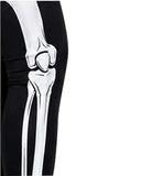 Women’s skeleton body suit Halloween costume with black fitted bodysuit and white full-body bone print