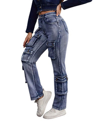 Women’s Cotton Blend Multi-Pocket Cargo Jeans