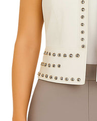 White Studded Leather Vest