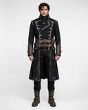 Men’s black pirate Halloween costume coat with gothic military and dark fantasy styling