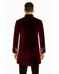 Men's Maroon Velvet Gothic Coat
