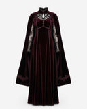 Victorian gothic vampire costume dress with attached cape and dark fantasy styling