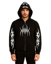 Unisex Black Tribal Graphic Hoodie – Zip Up Sweatshirt