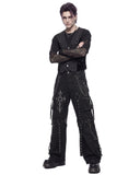 Man wearing cargo black pants mens styled with strappy vest